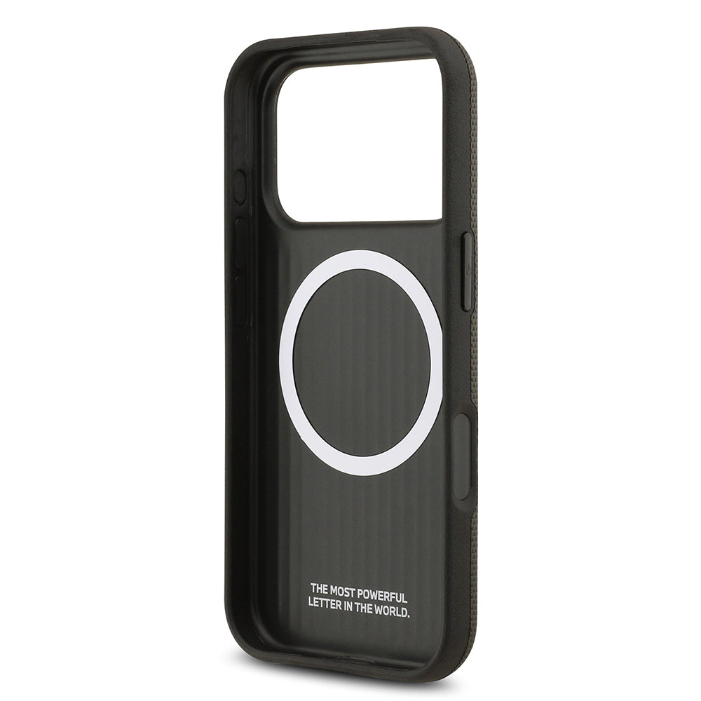 iPhone 17 Pro Kılıf BMW Orijinal Lisanslı M-safe Şarj Özellikli Metal Logolu Delikli M Dizayn Deri Kılıf