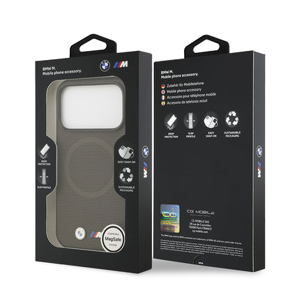 iPhone 17 Pro Kılıf BMW Orijinal Lisanslı M-safe Şarj Özellikli Metal Logolu Delikli M Dizayn Deri Kılıf