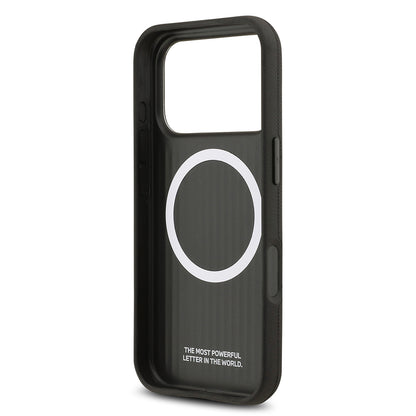 iPhone 17 Pro Kılıf BMW Orijinal Lisanslı M-safe Şarj Özellikli Metal Logolu Delikli M Dizayn Deri Kılıf