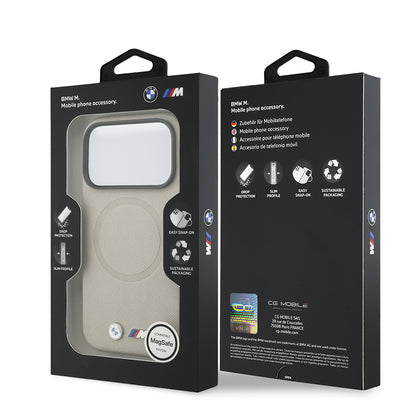 iPhone 17 Pro Kılıf BMW Orijinal Lisanslı M-safe Şarj Özellikli Metal Logolu Delikli M Dizayn Deri Kılıf