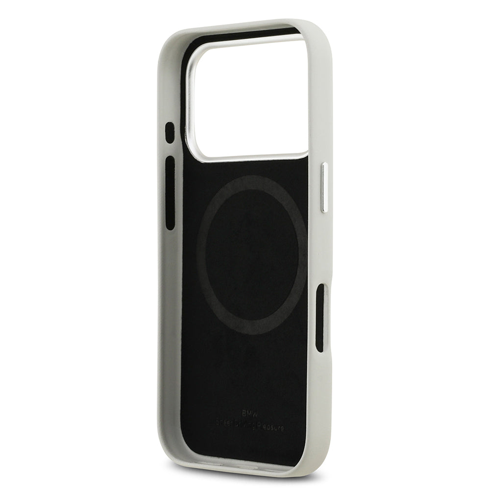 iPhone 17 Pro Kılıf BMW Orijinal Lisanslı M-safe Şarj Özellikli Metal Logolu Tam Kaplama Deri Kılıf