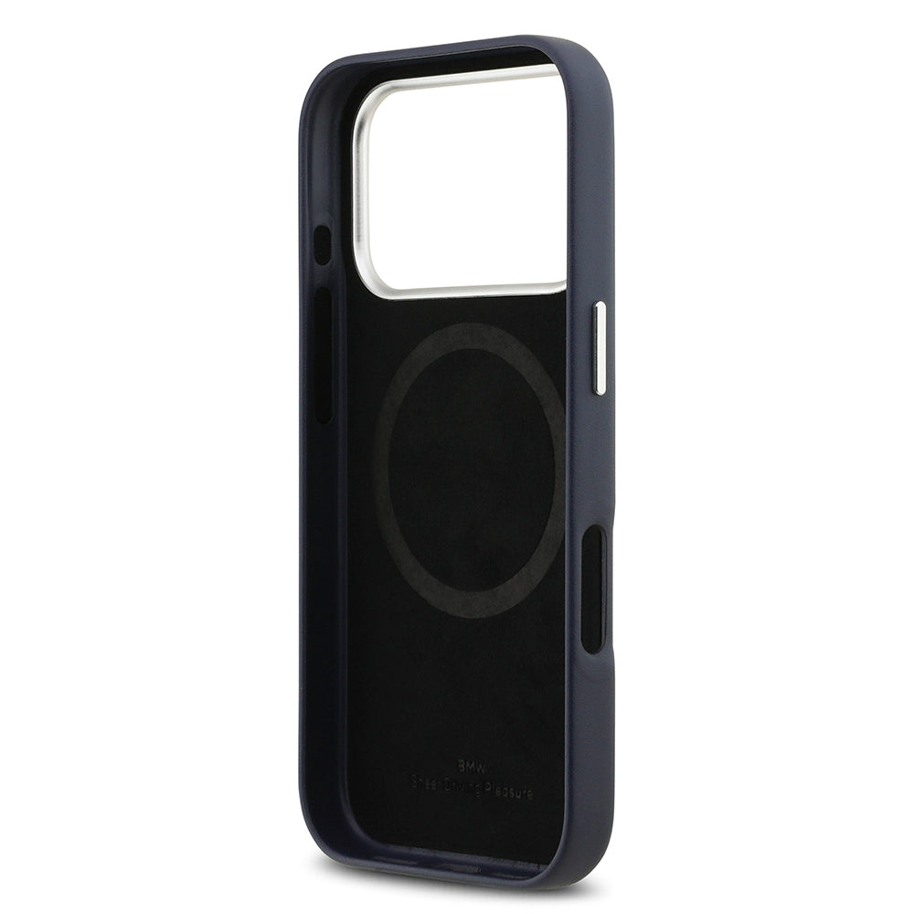 iPhone 17 Pro Kılıf BMW Orijinal Lisanslı M-safe Şarj Özellikli Metal Logolu Tam Kaplama Deri Kılıf