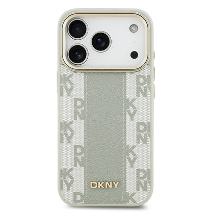 iPhone 17 Pro Kılıf DKNY Orijinal Lisanslı M-safe Şarj Özellikli 3D Yazılı Checkered Pattern Kılıf