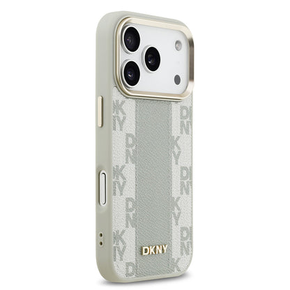 iPhone 17 Pro Kılıf DKNY Orijinal Lisanslı M-safe Şarj Özellikli 3D Yazılı Checkered Pattern Kılıf