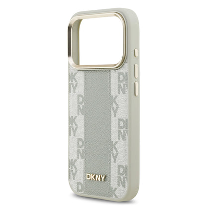 iPhone 17 Pro Kılıf DKNY Orijinal Lisanslı M-safe Şarj Özellikli 3D Yazılı Checkered Pattern Kılıf