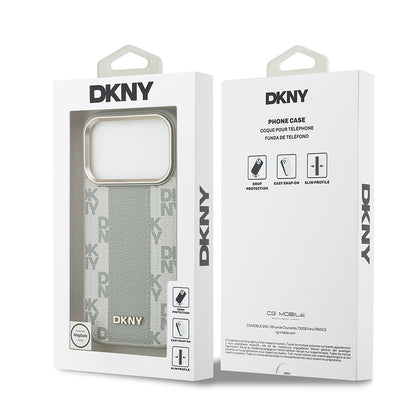 iPhone 17 Pro Kılıf DKNY Orijinal Lisanslı M-safe Şarj Özellikli 3D Yazılı Checkered Pattern Kılıf