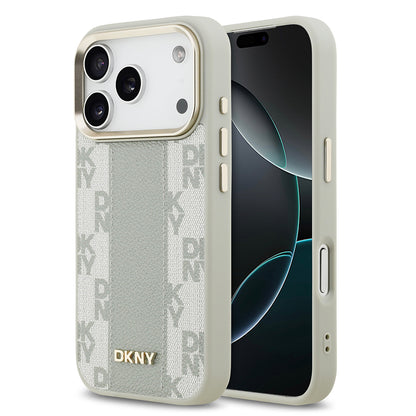 iPhone 17 Pro Kılıf DKNY Orijinal Lisanslı M-safe Şarj Özellikli 3D Yazılı Checkered Pattern Kılıf
