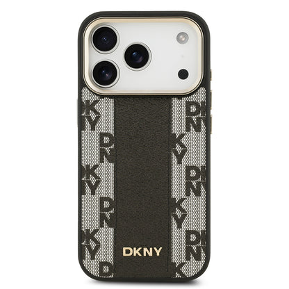 iPhone 17 Pro Kılıf DKNY Orijinal Lisanslı M-safe Şarj Özellikli 3D Yazılı Checkered Pattern Kılıf