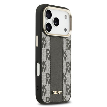 iPhone 17 Pro Kılıf DKNY Orijinal Lisanslı M-safe Şarj Özellikli 3D Yazılı Checkered Pattern Kılıf