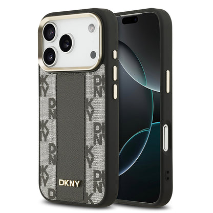 iPhone 17 Pro Kılıf DKNY Orijinal Lisanslı M-safe Şarj Özellikli 3D Yazılı Checkered Pattern Kılıf
