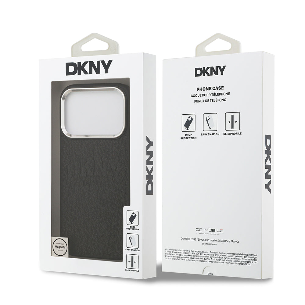 iPhone 17 Pro Kılıf DKNY Orijinal Lisanslı M-safe Şarj Özellikli PU Deri Kabartmalı Kılıf