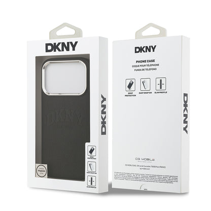 iPhone 17 Pro Kılıf DKNY Orijinal Lisanslı M-safe Şarj Özellikli PU Deri Kabartmalı Kılıf