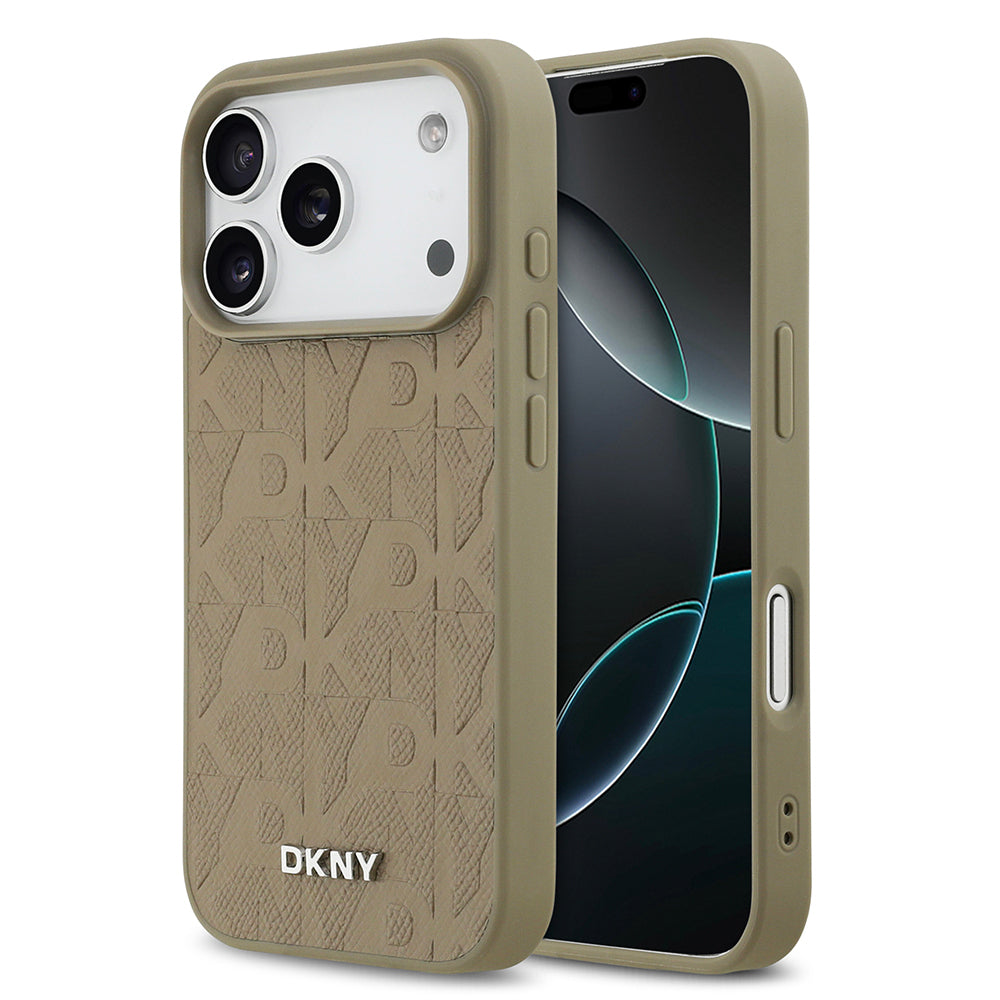 iPhone 17 Pro Kılıf DKNY Orjinal Lisanslı M-safe Şarj Özellikli 3D Yazılı Grid Pattern Kılıf