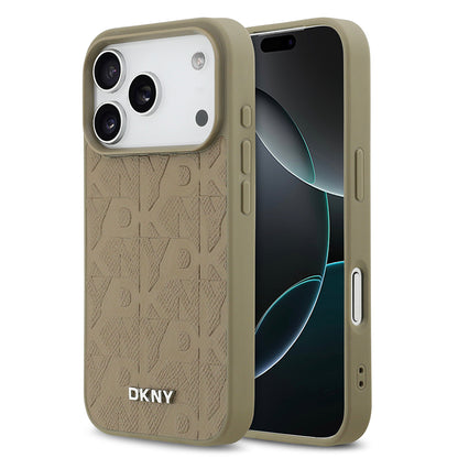 iPhone 17 Pro Kılıf DKNY Orjinal Lisanslı M-safe Şarj Özellikli 3D Yazılı Grid Pattern Kılıf