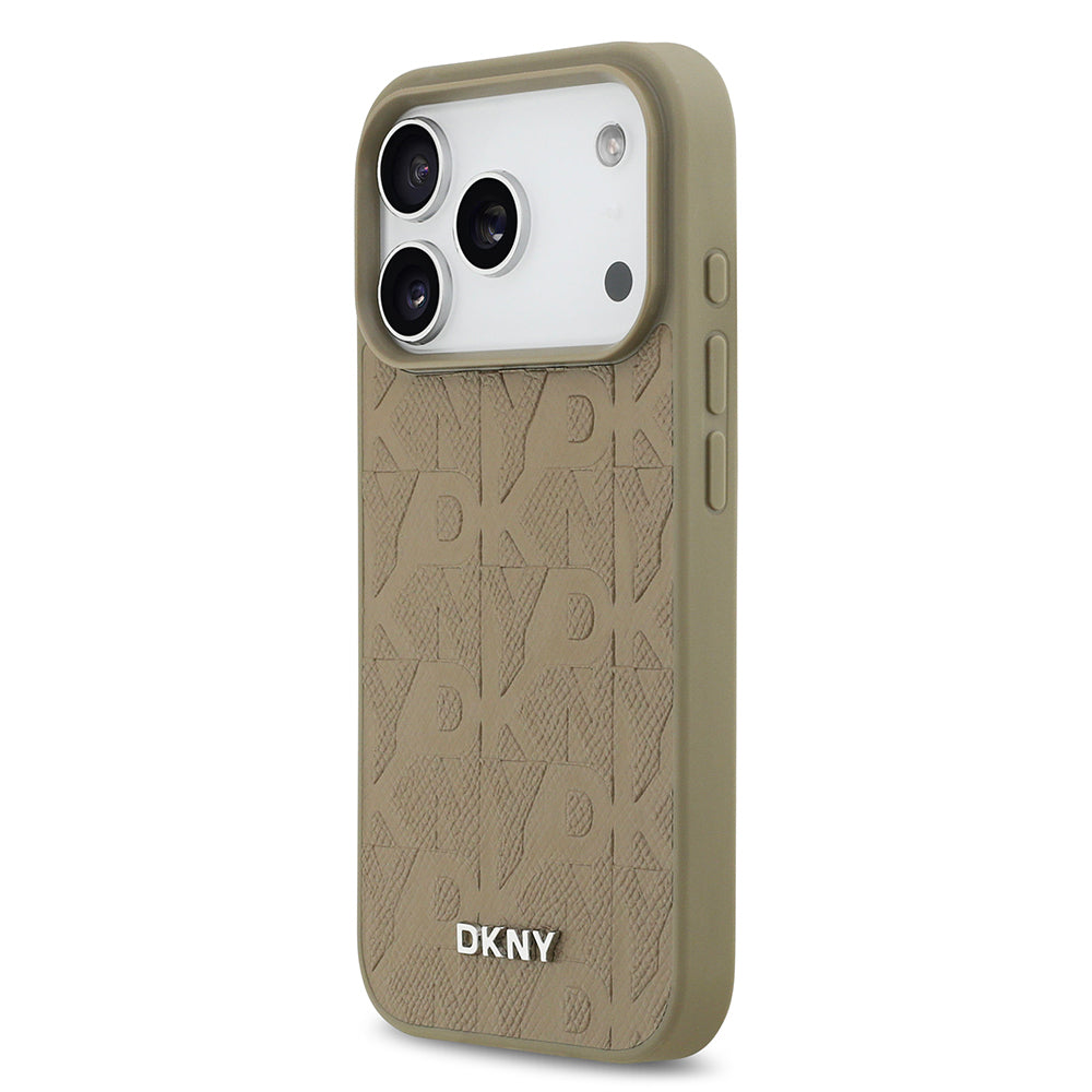 iPhone 17 Pro Kılıf DKNY Orjinal Lisanslı M-safe Şarj Özellikli 3D Yazılı Grid Pattern Kılıf
