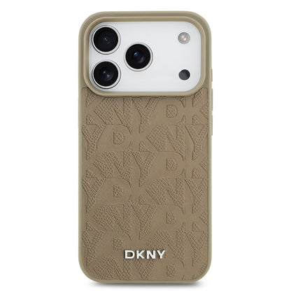 iPhone 17 Pro Kılıf DKNY Orjinal Lisanslı M-safe Şarj Özellikli 3D Yazılı Grid Pattern Kılıf