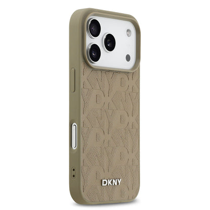 iPhone 17 Pro Kılıf DKNY Orjinal Lisanslı M-safe Şarj Özellikli 3D Yazılı Grid Pattern Kılıf