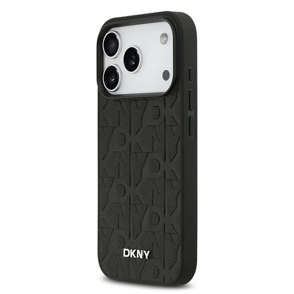 iPhone 17 Pro Kılıf DKNY Orjinal Lisanslı M-safe Şarj Özellikli 3D Yazılı Grid Pattern Kılıf