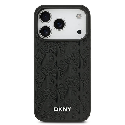 iPhone 17 Pro Kılıf DKNY Orjinal Lisanslı M-safe Şarj Özellikli 3D Yazılı Grid Pattern Kılıf
