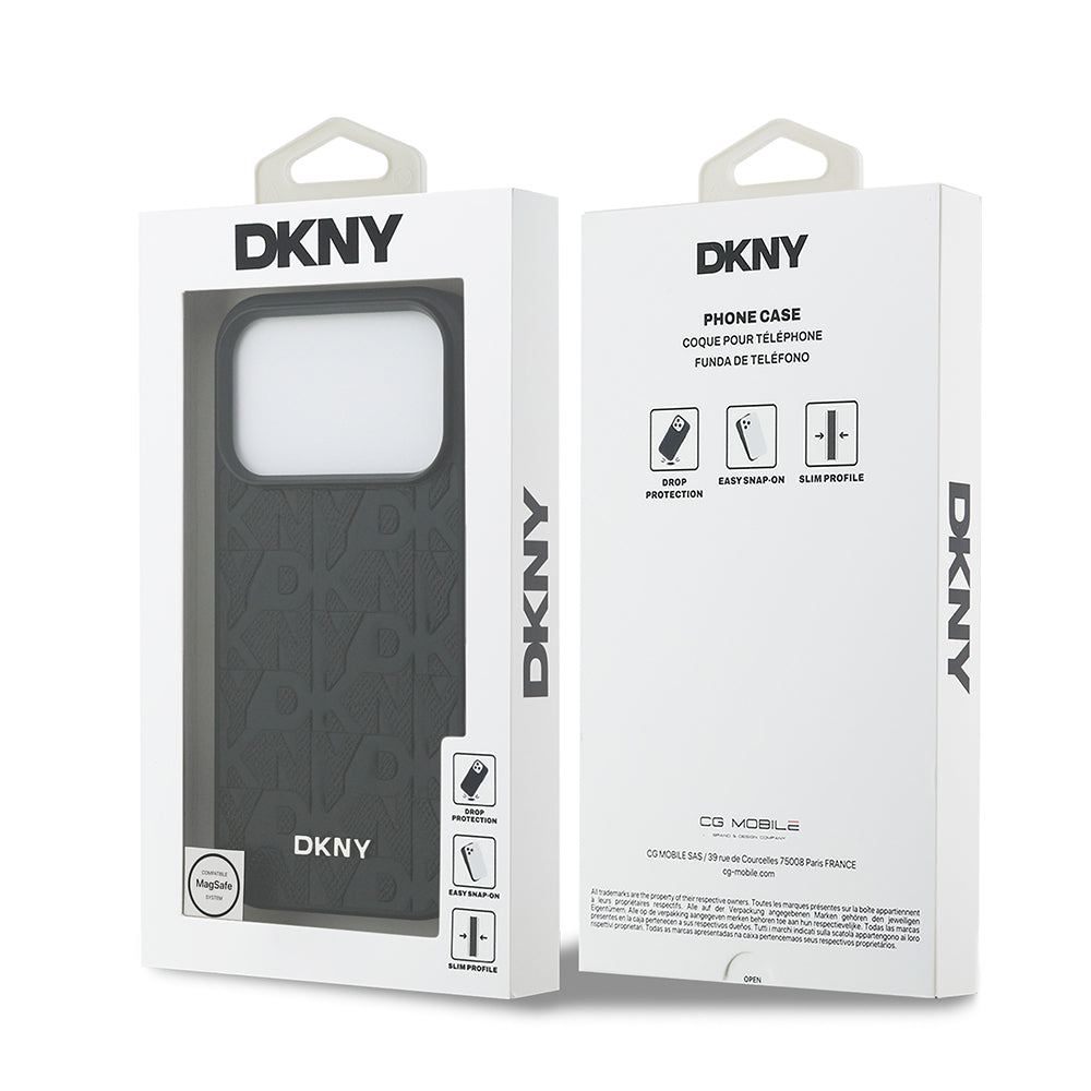 iPhone 17 Pro Kılıf DKNY Orjinal Lisanslı M-safe Şarj Özellikli 3D Yazılı Grid Pattern Kılıf