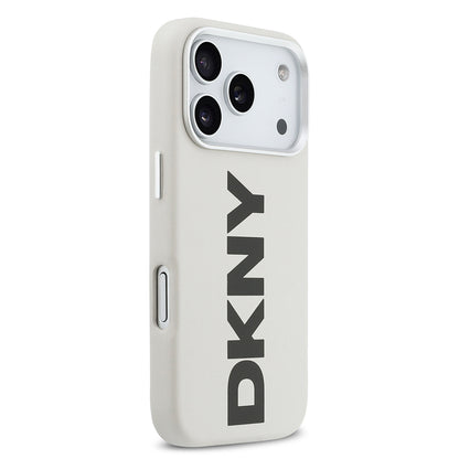 iPhone 17 Pro Kılıf DKNY Orjinal Lisanslı M-safe Şarj Özellikli PU Büyük Dikey Logolu Kılıf