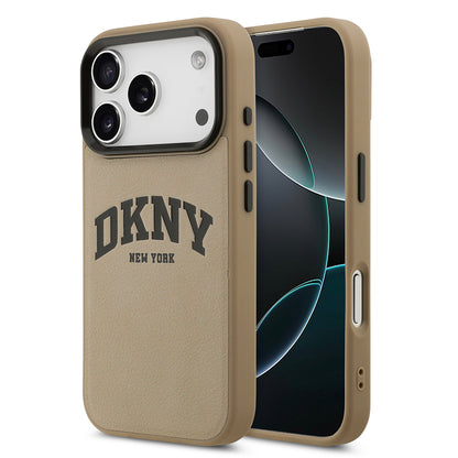 iPhone 17 Pro Kılıf DKNY Orjinal Lisanslı M-safe Şarj Özellikli PU Deri Kabartmalı Kılıf
