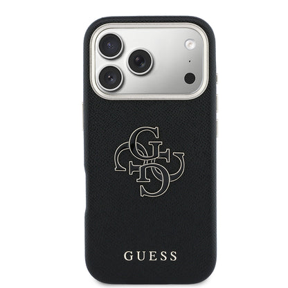 iPhone 17 Pro Kılıf Guess Orijinal Lisanslı 4G Büyük Metal Kamera Çerçeveli PU Deri Resin Kılıf