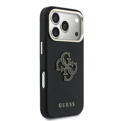 iPhone 17 Pro Kılıf Guess Orijinal Lisanslı 4G Büyük Metal Kamera Çerçeveli PU Deri Resin Kılıf