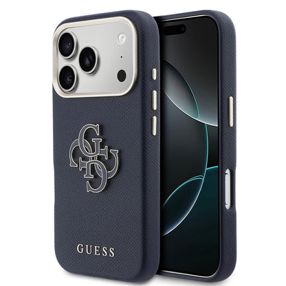 iPhone 17 Pro Kılıf Guess Orijinal Lisanslı 4G Büyük Metal Kamera Çerçeveli PU Deri Resin Kılıf