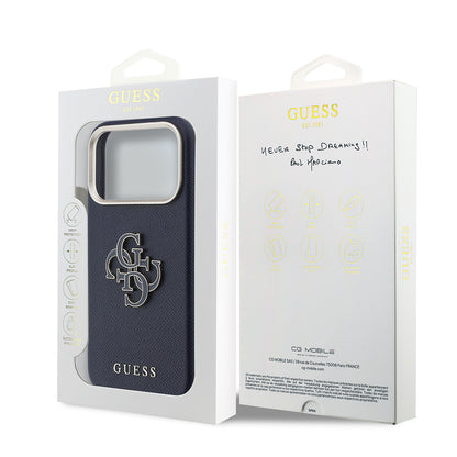 iPhone 17 Pro Kılıf Guess Orijinal Lisanslı 4G Büyük Metal Kamera Çerçeveli PU Deri Resin Kılıf