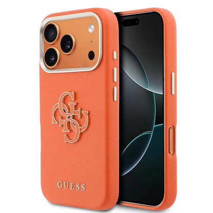 iPhone 17 Pro Kılıf Guess Orijinal Lisanslı 4G Büyük Metal Kamera Çerçeveli PU Deri Resin Kılıf