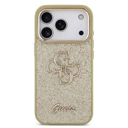 iPhone 17 Pro Kılıf Guess Orijinal Lisanslı 4G Büyük Metal Kamera Çerçeveli ve Logolu Glitter Kılıf