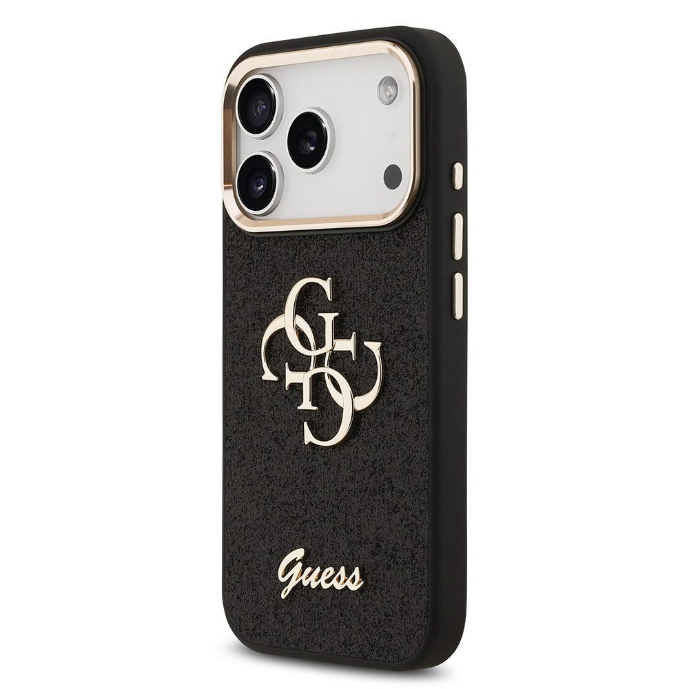 iPhone 17 Pro Kılıf Guess Orijinal Lisanslı 4G Büyük Metal Kamera Çerçeveli ve Logolu Glitter Kılıf