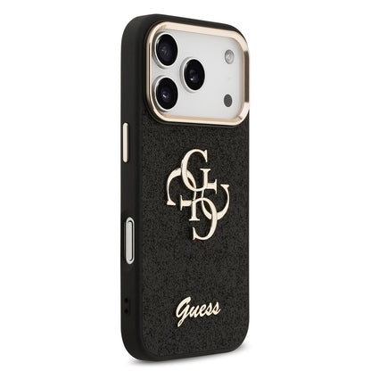iPhone 17 Pro Kılıf Guess Orijinal Lisanslı 4G Büyük Metal Kamera Çerçeveli ve Logolu Glitter Kılıf