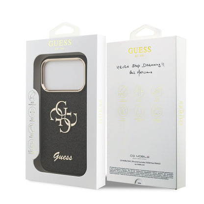 iPhone 17 Pro Kılıf Guess Orijinal Lisanslı 4G Büyük Metal Kamera Çerçeveli ve Logolu Glitter Kılıf
