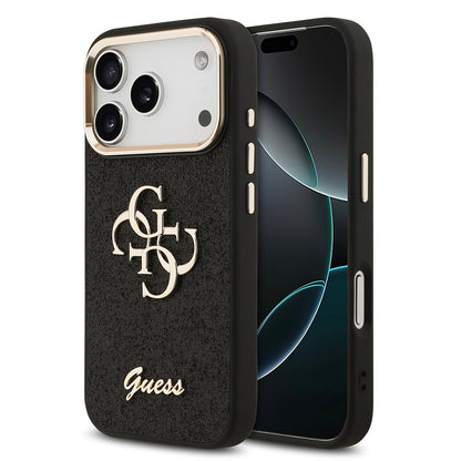 iPhone 17 Pro Kılıf Guess Orijinal Lisanslı 4G Büyük Metal Kamera Çerçeveli ve Logolu Glitter Kılıf