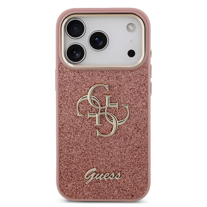 iPhone 17 Pro Kılıf Guess Orijinal Lisanslı 4G Büyük Metal Kamera Çerçeveli ve Logolu Glitter Kılıf