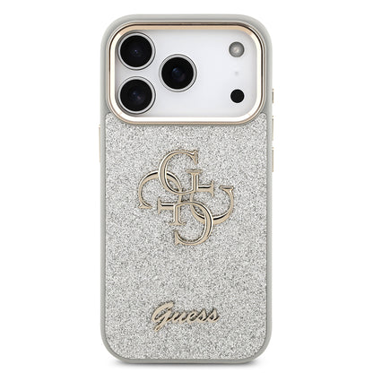 iPhone 17 Pro Kılıf Guess Orijinal Lisanslı 4G Büyük Metal Kamera Çerçeveli ve Logolu Glitter Kılıf