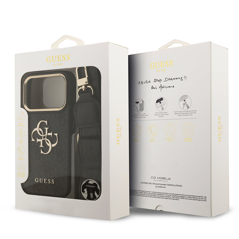 iPhone 17 Pro Kılıf Guess Orijinal Lisanslı 4G Büyük Metal Logolu Kalın Askılı Kılıf