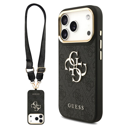 iPhone 17 Pro Kılıf Guess Orijinal Lisanslı 4G Büyük Metal Logolu Kalın Askılı Kılıf