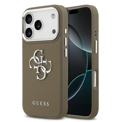 iPhone 17 Pro Kılıf Guess Orijinal Lisanslı Grained 4G Metal Büyük Logolu Kılıf