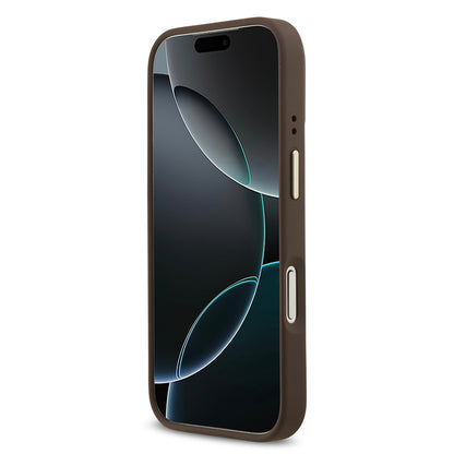 iPhone 17 Pro Kılıf Guess Orijinal Lisanslı M-safe Şarj Özellikli 4G Desenli PU Metal Plaka Klasik Logolu Kılıf