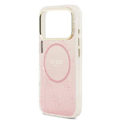 iPhone 17 Pro Kılıf Guess Orijinal Lisanslı M-safe Şarj Özellikli 4G Desenli Simli Silikon Kılıf