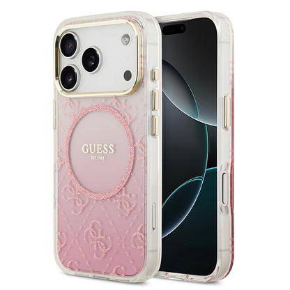 iPhone 17 Pro Kılıf Guess Orijinal Lisanslı M-safe Şarj Özellikli 4G Desenli Simli Silikon Kılıf