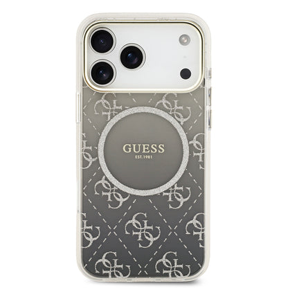 iPhone 17 Pro Kılıf Guess Orijinal Lisanslı M-safe Şarj Özellikli 4G Desenli Simli Silikon Kılıf