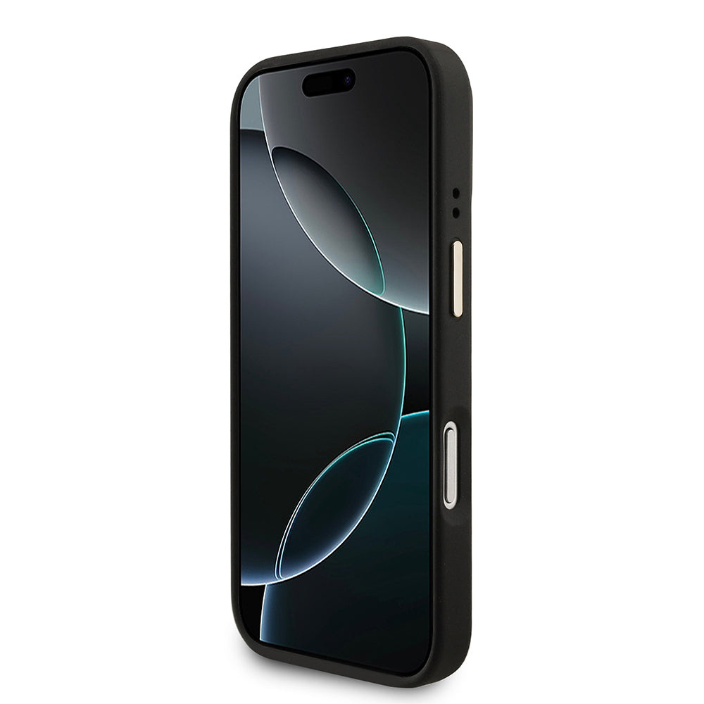 iPhone 17 Pro Kılıf Guess Orijinal Lisanslı M-safe Şarj Özellikli 4G Metal Büyük Logolu Kartlıklı Kılıf