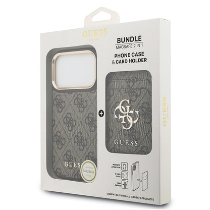 iPhone 17 Pro Kılıf Guess Orijinal Lisanslı M-safe Şarj Özellikli 4G Metal Büyük Logolu Kartlıklı Kılıf