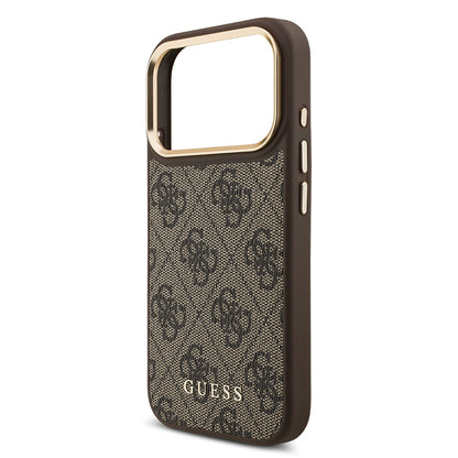 iPhone 17 Pro Kılıf Guess Orijinal Lisanslı M-safe Şarj Özellikli 4G Metal Büyük Logolu Kartlıklı Kılıf