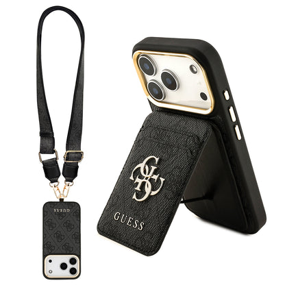 iPhone 17 Pro Kılıf Guess Orijinal Lisanslı M-safe Şarj Özellikli Askılı ve 4G Logo Kartlıklı Kılıf