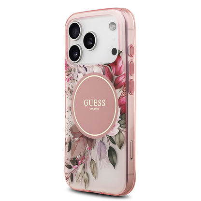 iPhone 17 Pro Kılıf Guess Orijinal Lisanslı M-safe Şarj Özellikli Flower Tonal Circle Kılıf